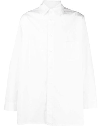 Yohji Yamamoto Chemise en coton à manches longues - Blanc