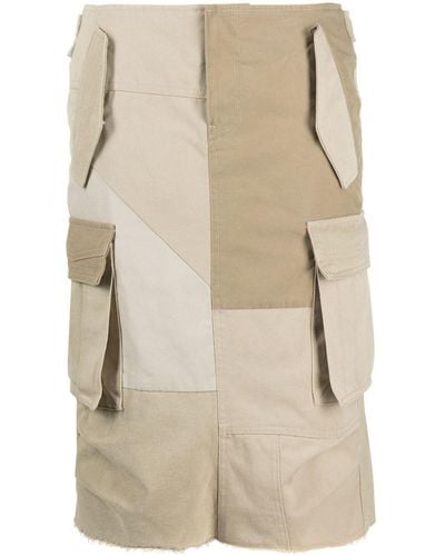 we11done Patchwork Cargo Skirt - Natural