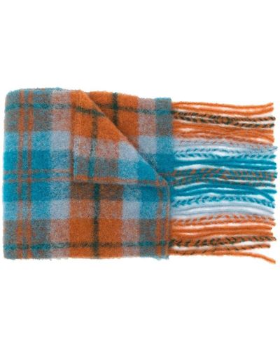 ANDERSSON BELL Fringed Tartan-check Scarf - Blue