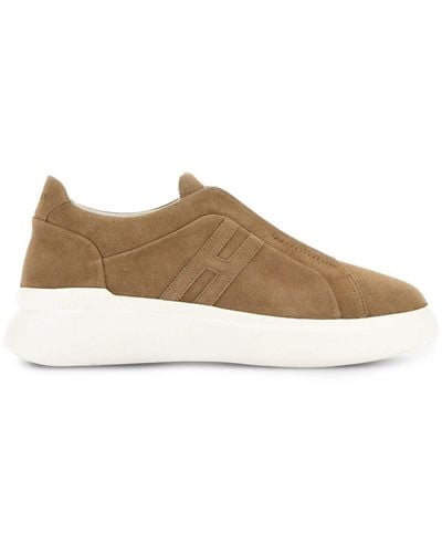 Hogan H580 Panelled Suede Trainers - Brown
