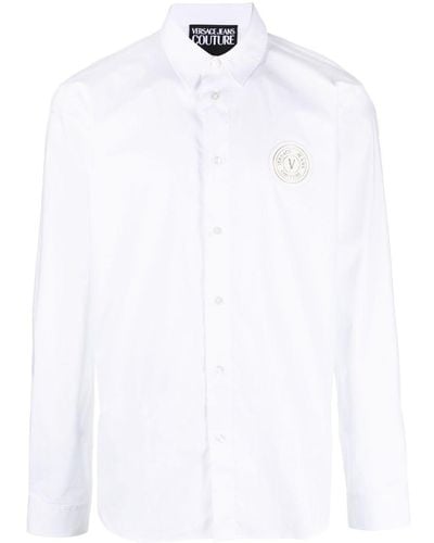 Versace Logo Patch Buttoned Shirt - White