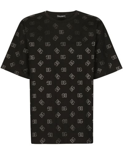Dolce & Gabbana T-shirt ras de cou à imprimé DG Monogram - Noir