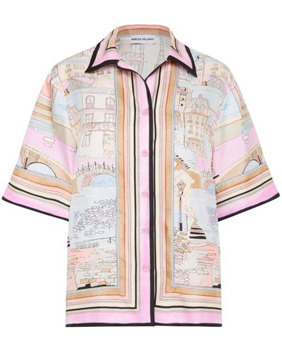 Rebecca Vallance Parfait Landscape-print Silk Shirt - Pink