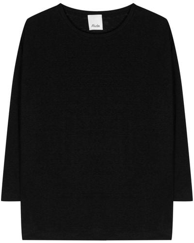 Allude Drop-shoulder Linen Sweater - Black