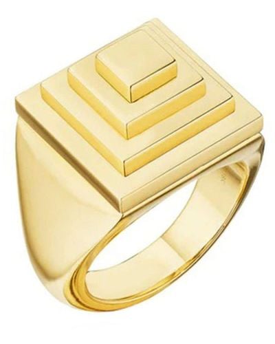 CADAR 18kt Yellow Gold Pyramid Signet Ring - Metallic