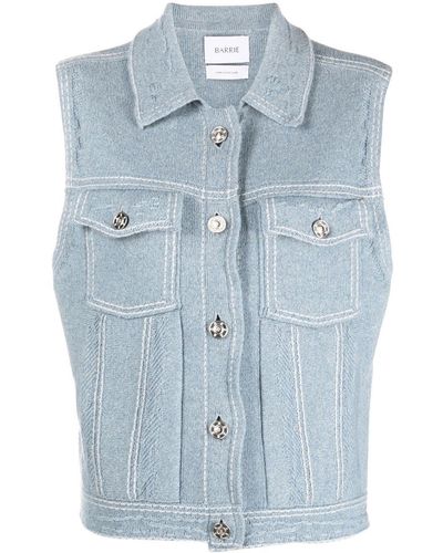 Barrie Knitted Sleeveless Jacket - Blue