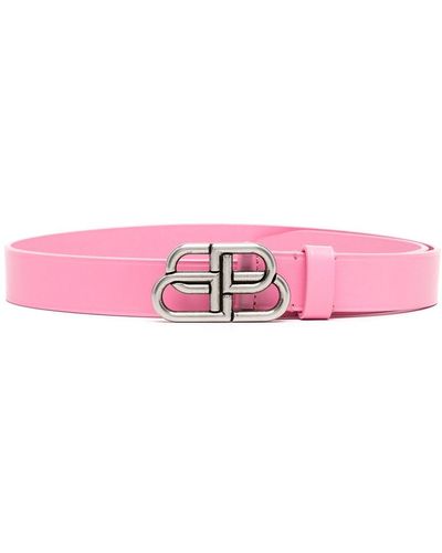 Balenciaga Bb Buckle Thin Belt - Pink