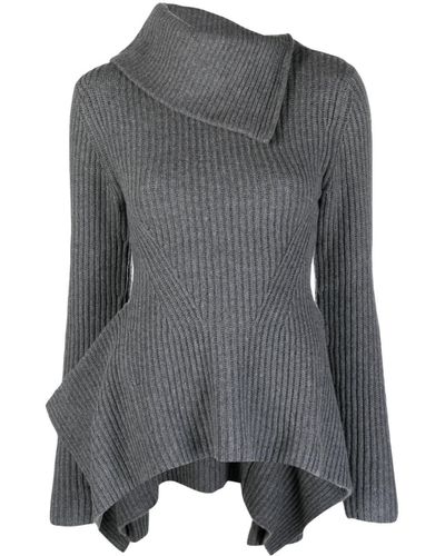 Jonathan Simkhai Asymmetric-neck Ribbed-knit Sweater - Gray
