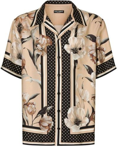 Dolce & Gabbana Floral-print Silk Shirt - Black