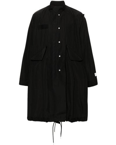 Sacai Thomas Mason Fishtail-design Coat - Black