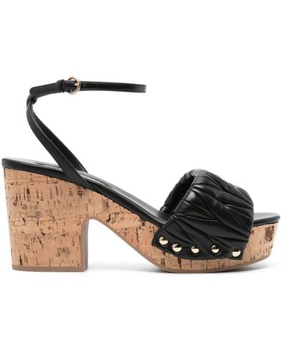 Miu Miu Logo-plaque Leather Sandals - Black