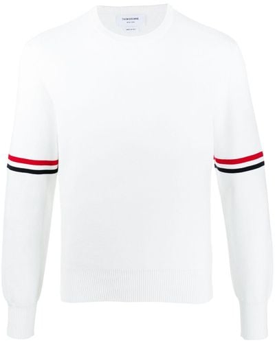 Thom Browne Milano Stitch Stripe Armband Sweater - White