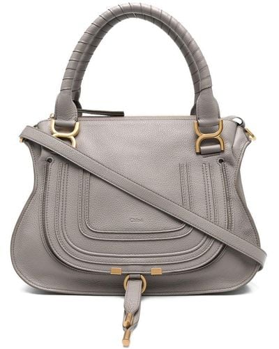 Chloé Marcie Leather Tote Bag - Gray