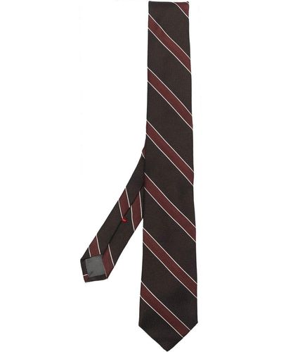 Dell'Oglio Krawatte mit diagonalen Streifen - Braun