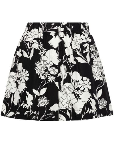 Maje Floral-print Organic Cotton Shorts - Black