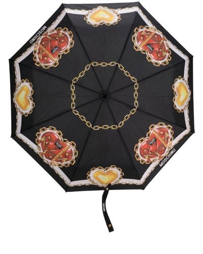 Moschino Regenschirm mit grafischem Print - Schwarz