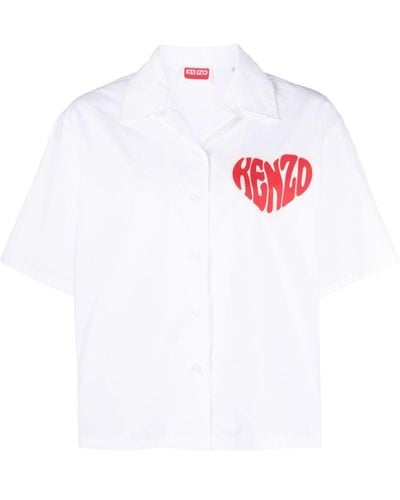 KENZO T-shirt Heart à logo imprimé - Blanc