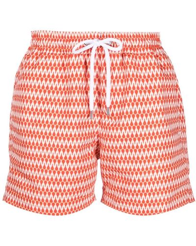 Frescobol Carioca Raquete Print Swim Shorts - Red