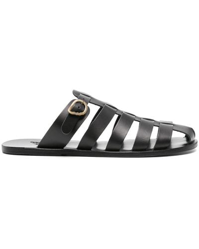 Ancient Greek Sandals Cosmo Flat Leather Sandals - Black