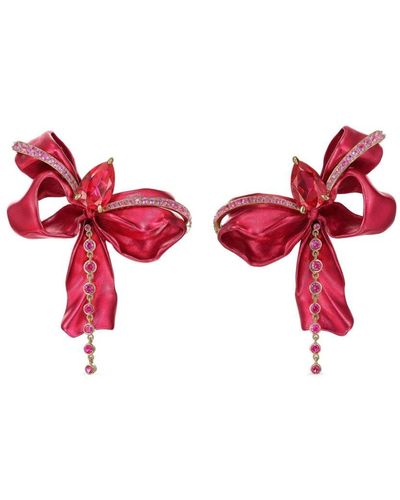 Anabela Chan 18kt Yellow Gold Cupid's Bow Ruby Earrings - Red