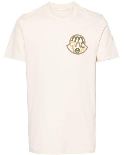 Moncler Logo-stamp Cotton T-shirt - Natural