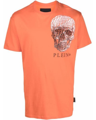 Philipp Plein T-Shirt mit Totenkopf-Print - Orange