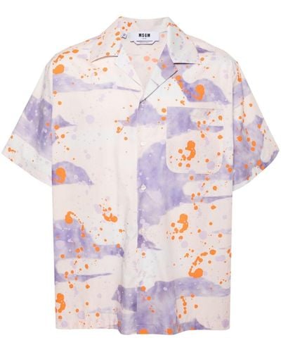 MSGM Paint-splatter Cotton Shirt - Pink