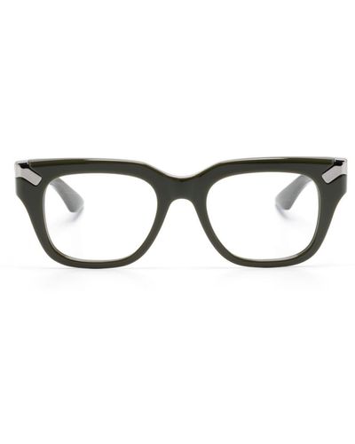 Alexander McQueen Eckige Brille mit Logo-Gravur - Grün