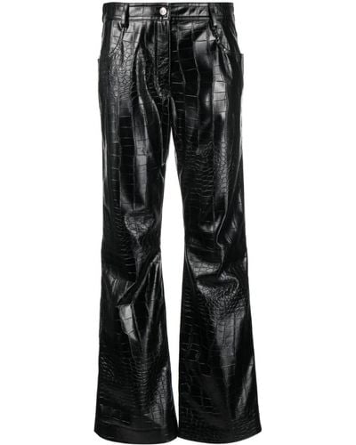 MSGM Pantalones rectos con efecto de piel de cocodrilo - Negro
