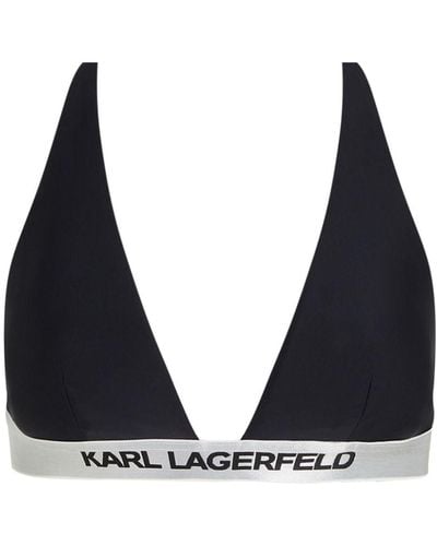 Karl Lagerfeld Logo-underband Triangle Bikini Top - Black