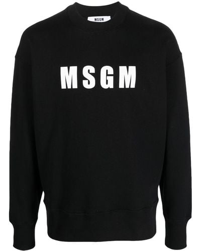 MSGM Logo-print Cotton Sweatshirt - Black