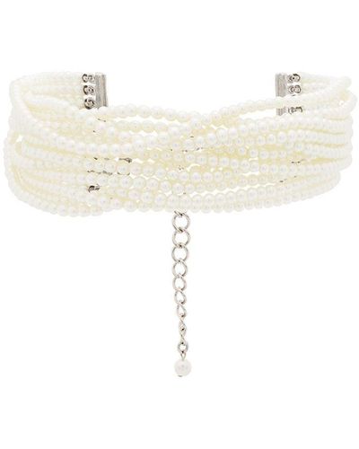 Kenneth Jay Lane Multi Strand Pearl Choker Necklace - White