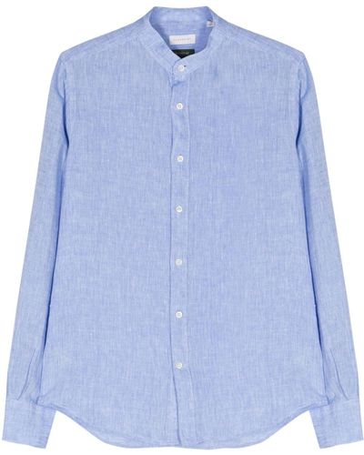 Glanshirt Band-collar Linen Shirt - Blue