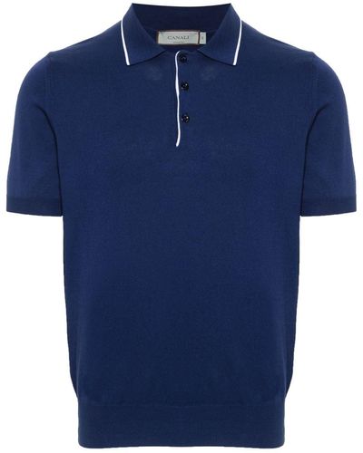 Canali Polo en maille fine - Bleu