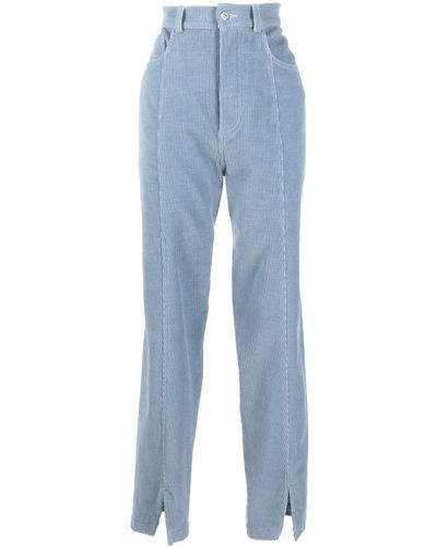 Nanushka Pantalones de pana con abertura en el dobladillo - Azul