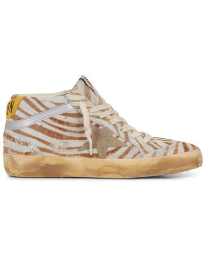 Golden Goose Mid Star Zebra-print Sneakers - Brown