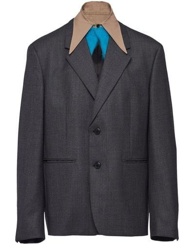 Prada Single-breasted Wool Jacket - Blauw