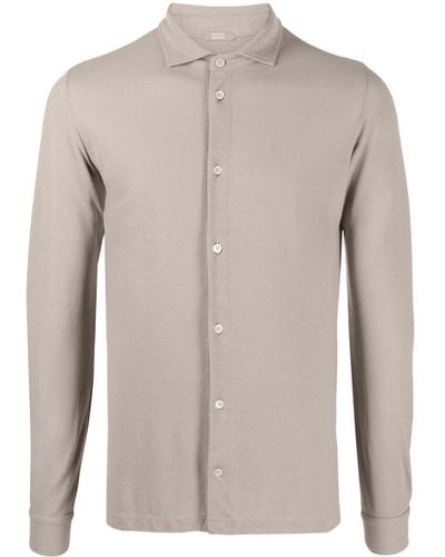 Zanone Long-sleeve Cotton Shirt - Natural