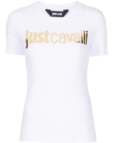 Just Cavalli T-shirt con logo goffrato - Bianco