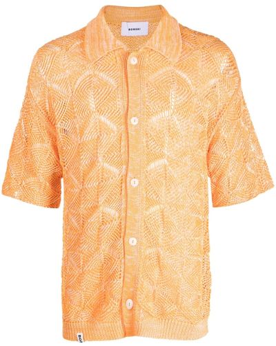Bonsai Open-knit Short-sleeve Cardigan - Orange