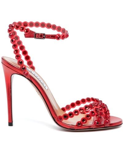 Aquazzura Crystal-embellished 105mm Sandals - Red