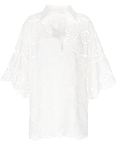 Zimmermann Floral-embroidered Blouse - White