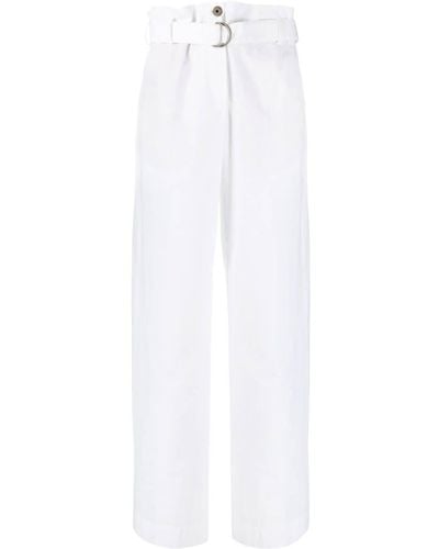 Brunello Cucinelli Pantalones anchos con cinturón - Blanco