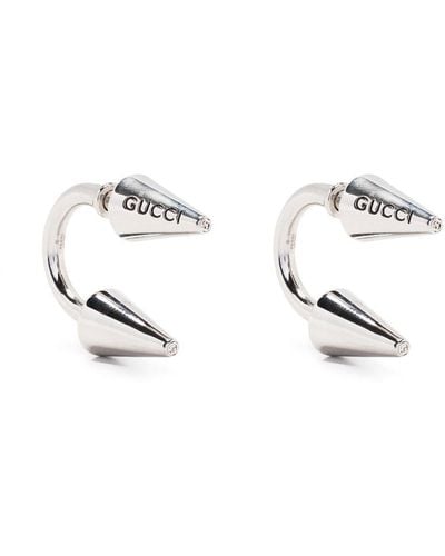 Gucci Boucles d'oreilles à logo gravé - Blanc