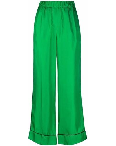 Blanca Vita Wide-leg Silk Trousers - Green