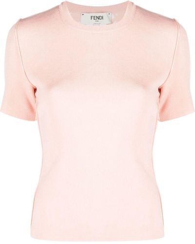 Fendi T-Shirt mit rundem Ausschnitt - Pink