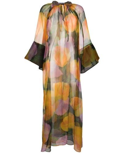 Rachel Gilbert Nico Floral-print Silk Gown - Yellow