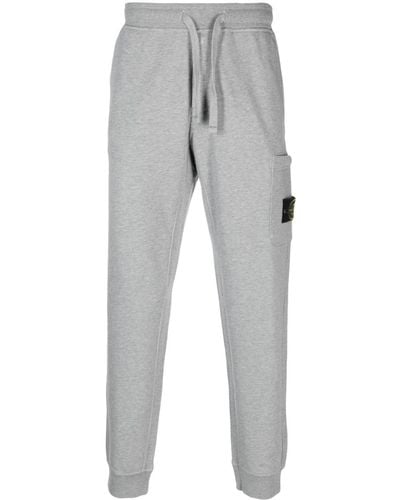 Stone Island Mélange-effect Cotton Track Trousers - Grey