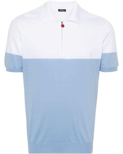 Kiton Fine-ribbed Two-tone Polo Shirt - Blue