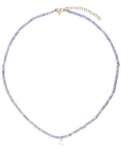 EF Collection タンザナイト&ダイヤモンド ネックレス 14kイエローゴールド - ホワイト